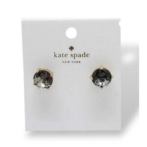 Kate Spade “Black Diamond” Crystal Gumdrop Stud Earrings Gold Tone NWT